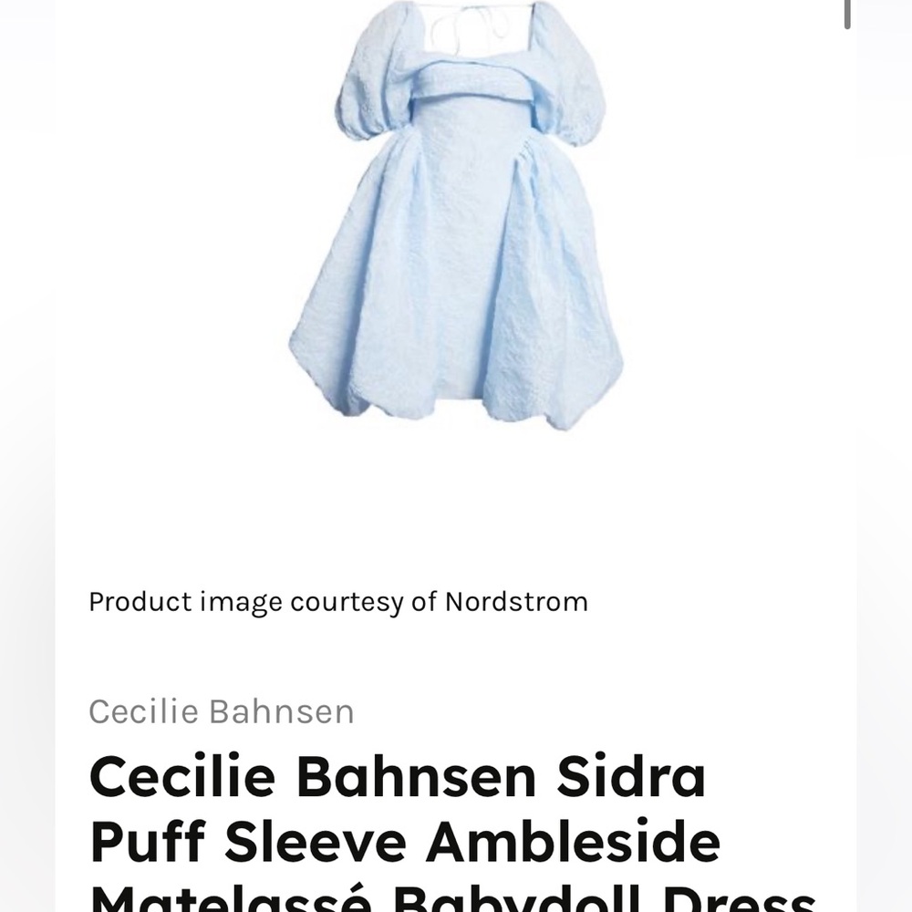 cecilie bahnsen light blue sidra puff sleeve dress